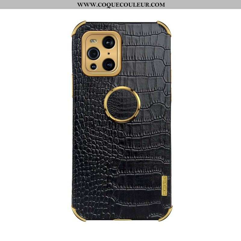 Coque Oppo Find X3 / X3 Pro X-CASE Effet Peau Crocodile