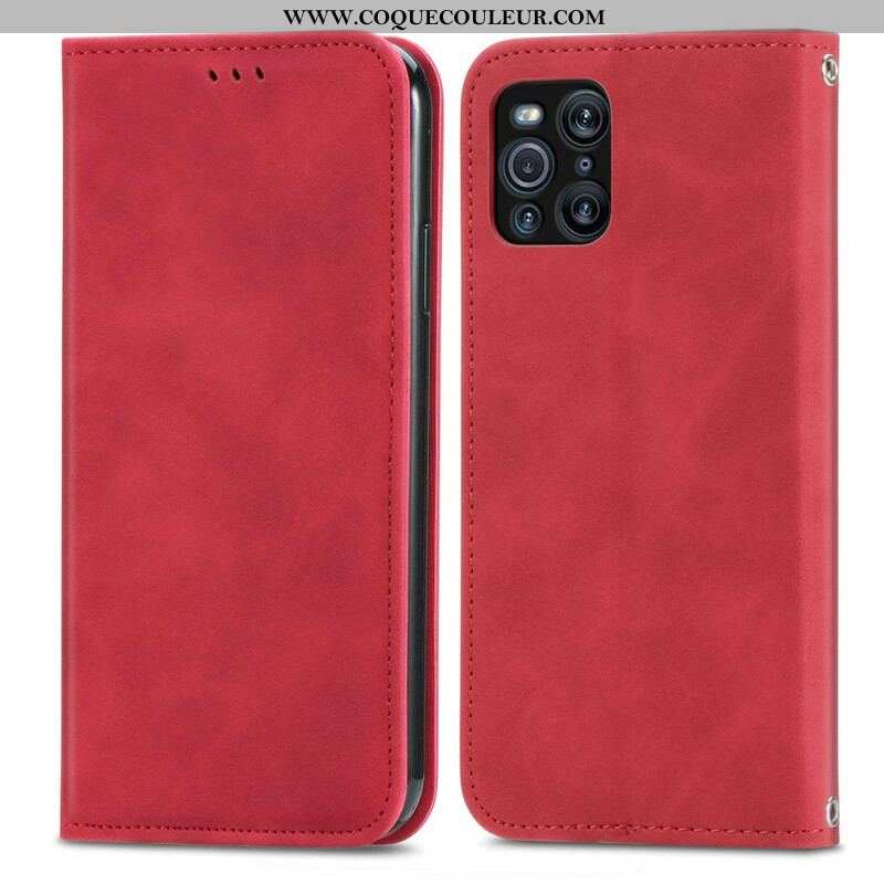 Flip Cover Oppo Find X3 / X3 Pro Simili Cuir Vintage