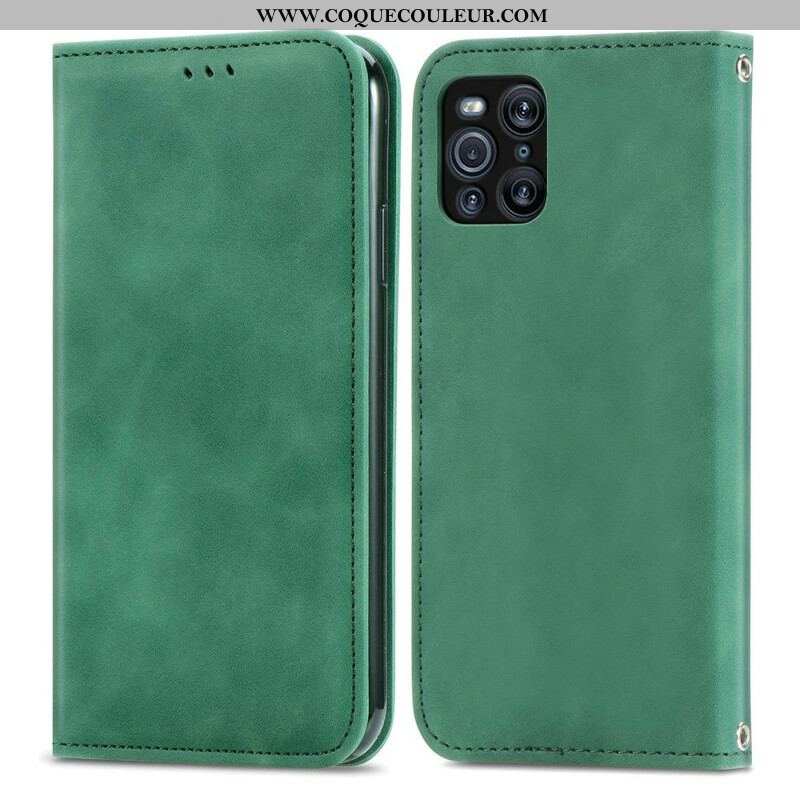 Flip Cover Oppo Find X3 / X3 Pro Simili Cuir Vintage