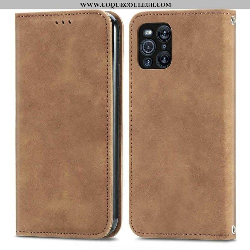 Flip Cover Oppo Find X3 / X3 Pro Simili Cuir Vintage