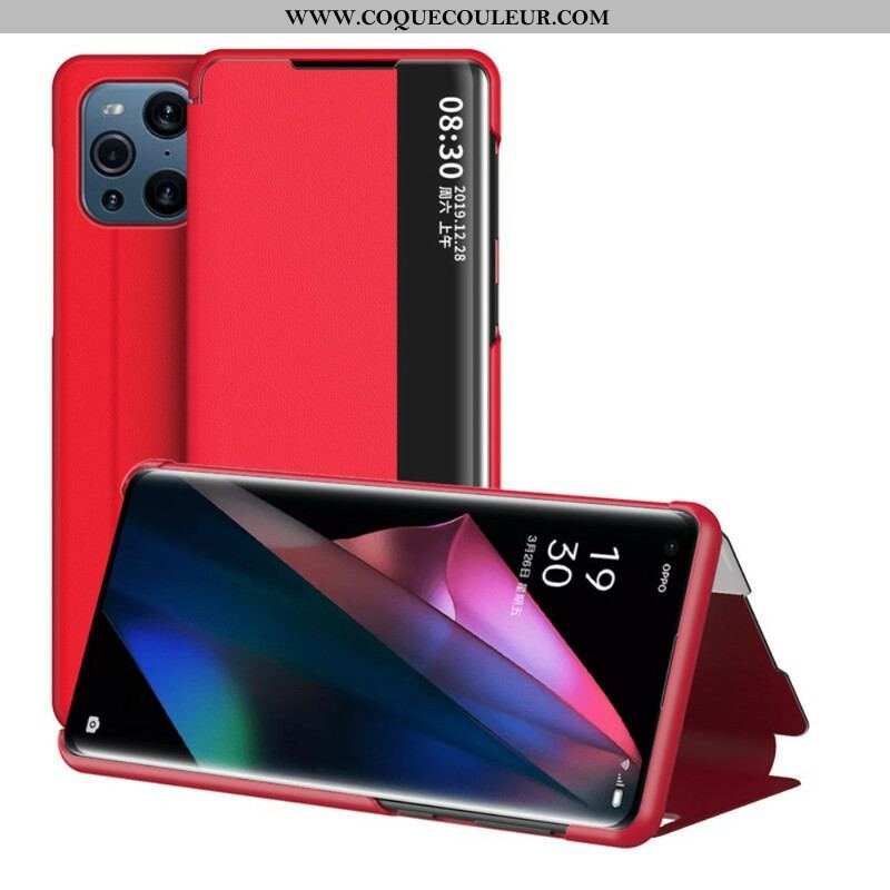 View Cover Oppo Find X3 / X3 Pro Simili Cuir Texturé