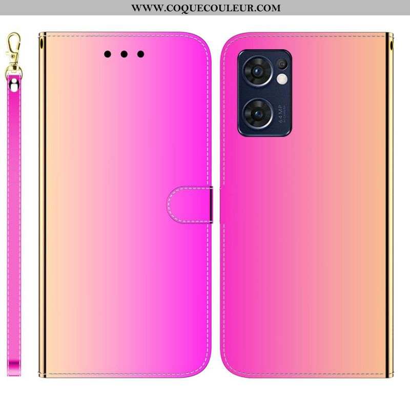 Housse Oppo Find X5 Lite Simili Cuir Couverture Miroir