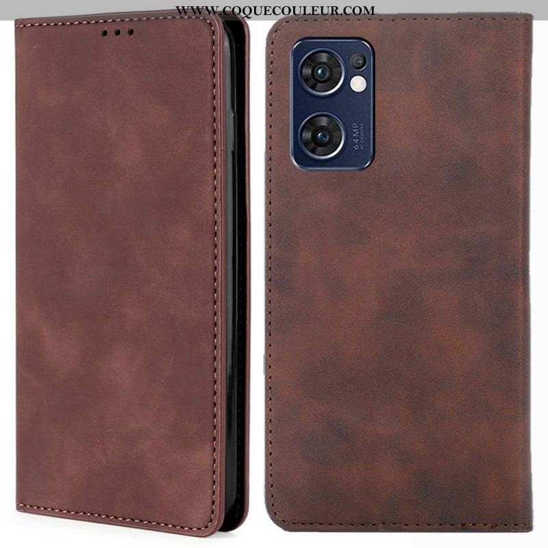 Flip Cover Oppo Find X5 Lite Skin-Touch Effet Cuir