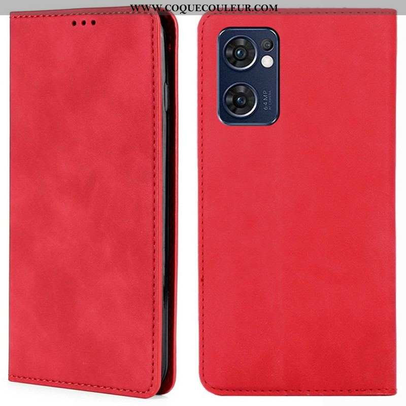 Flip Cover Oppo Find X5 Lite Skin-Touch Effet Cuir