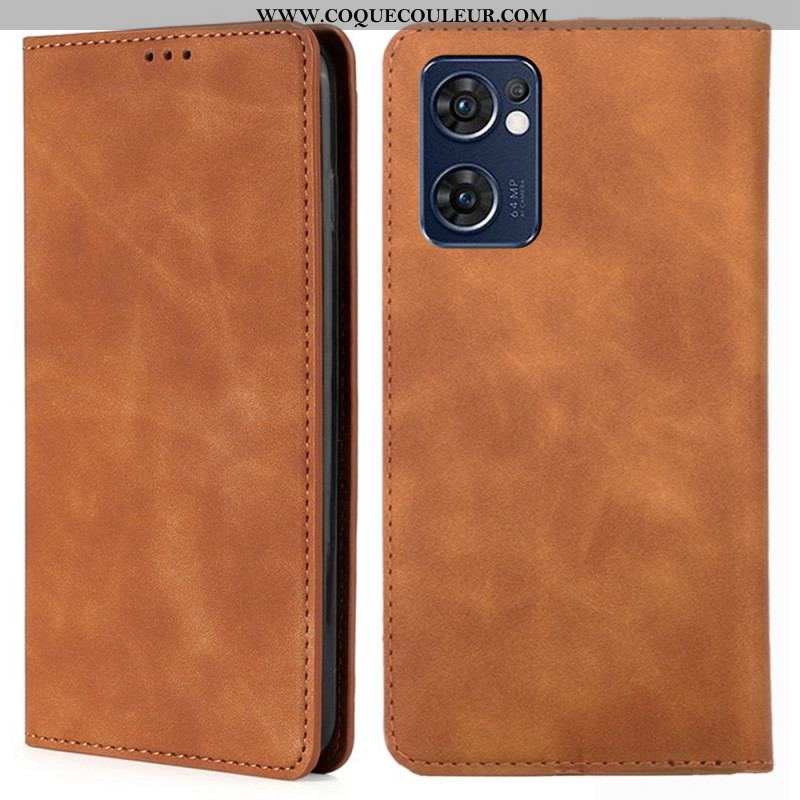 Flip Cover Oppo Find X5 Lite Skin-Touch Effet Cuir