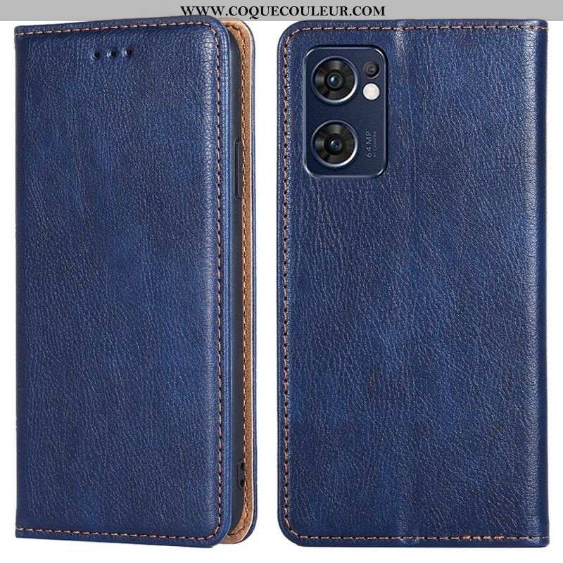 Flip Cover Oppo Find X5 Lite Simili Cuir Coutures