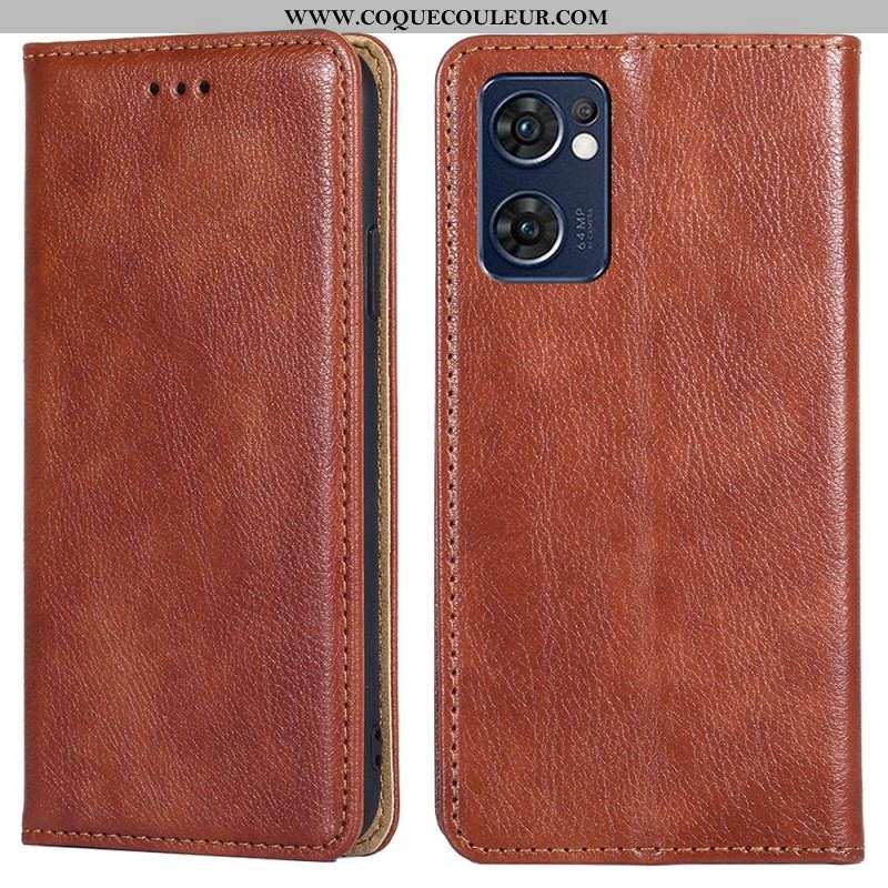 Flip Cover Oppo Find X5 Lite Simili Cuir Coutures