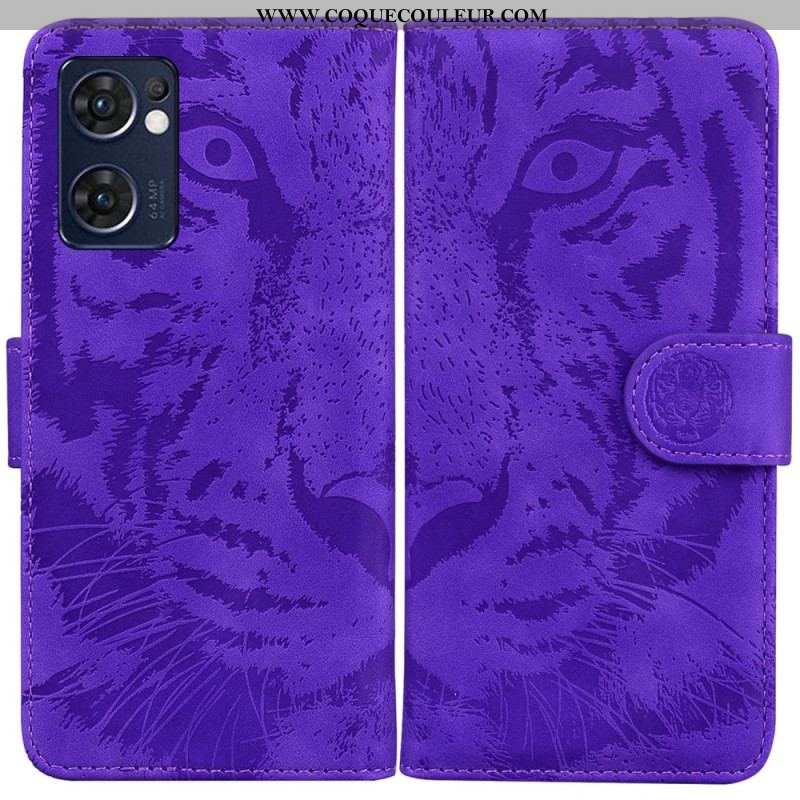 Housse Oppo Find X5 Lite Empreinte Face de Tigre