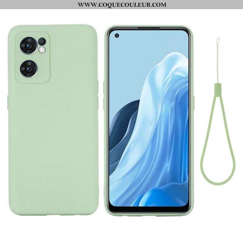 Coque Oppo Find X5 Lite 5G Silicone Liquide avec Lanière