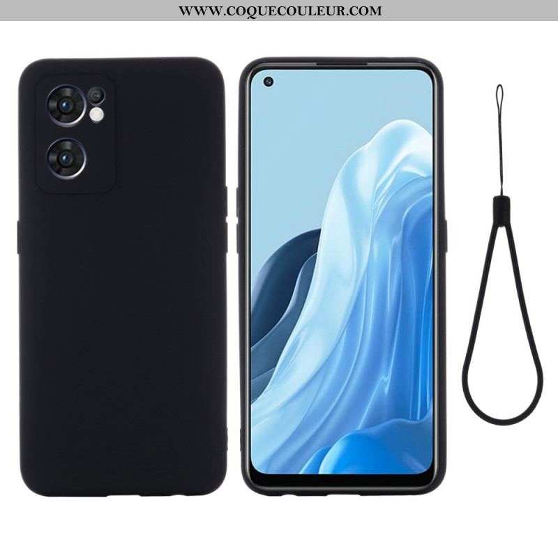 Coque Oppo Find X5 Lite 5G Silicone Liquide avec Lanière