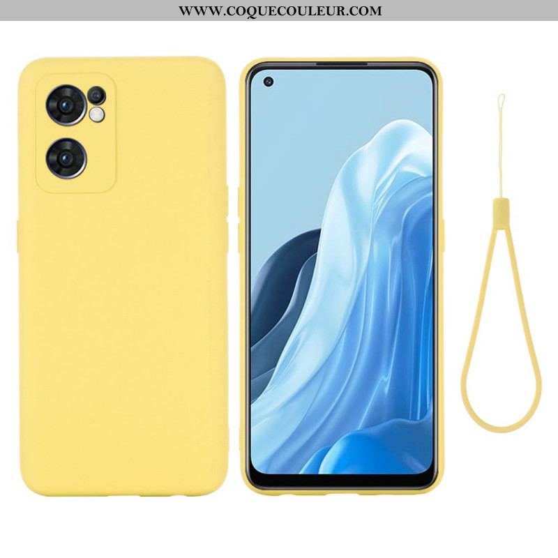 Coque Oppo Find X5 Lite 5G Silicone Liquide avec Lanière