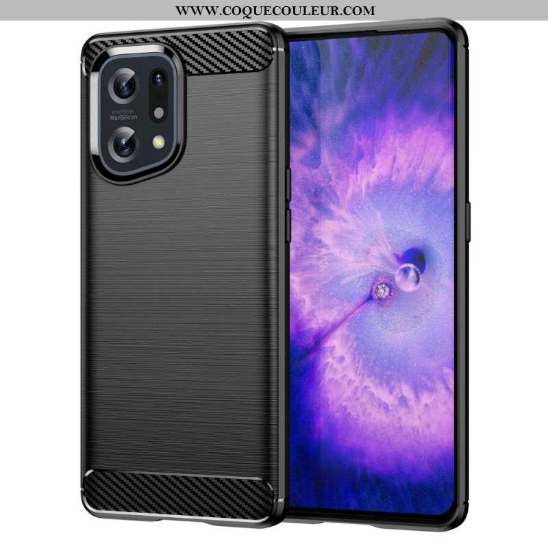 Coque Oppo Find X5 Fibre Carbone Brossée