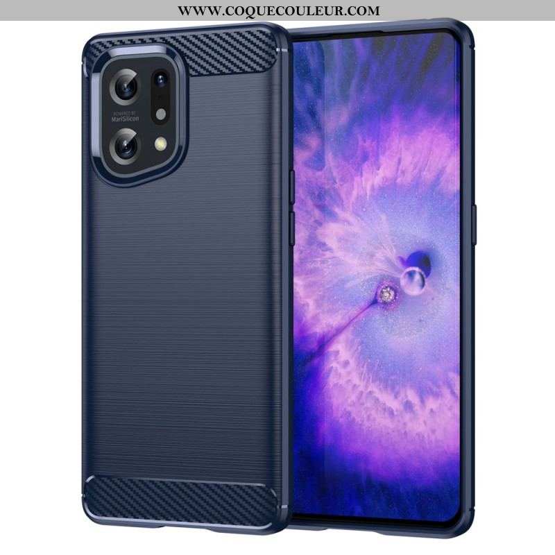 Coque Oppo Find X5 Fibre Carbone Brossée