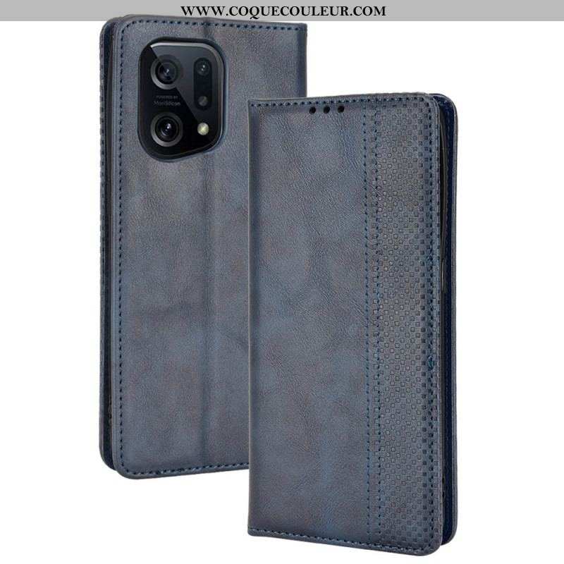 Flip Cover Oppo find X5 Effet Cuir Vintage Stylisé