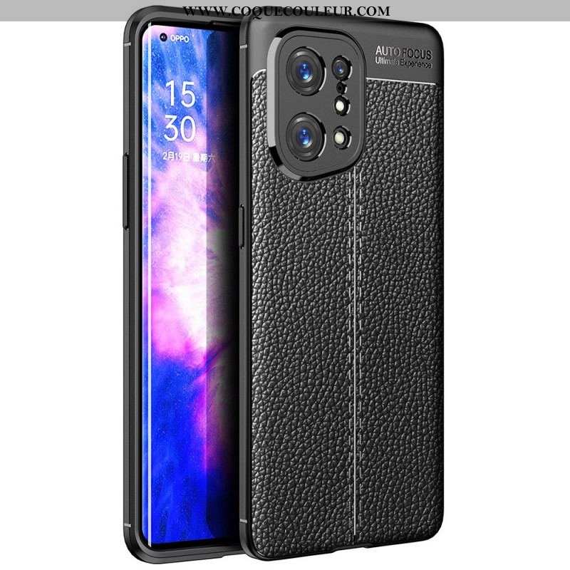 Coque Oppo Find X5 Effet Cuir Litchi Double line