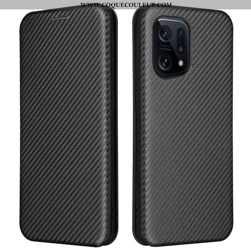 Flip Cover Oppo Find X5 Fibre Carbone