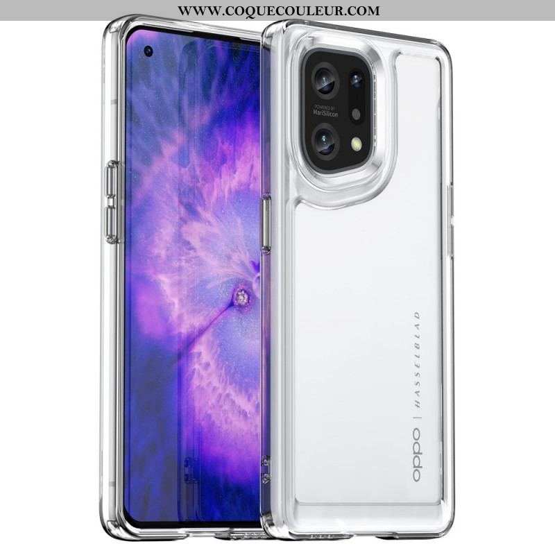 Coque Oppo Find X5 Hybride Rebords Colorés Transparents