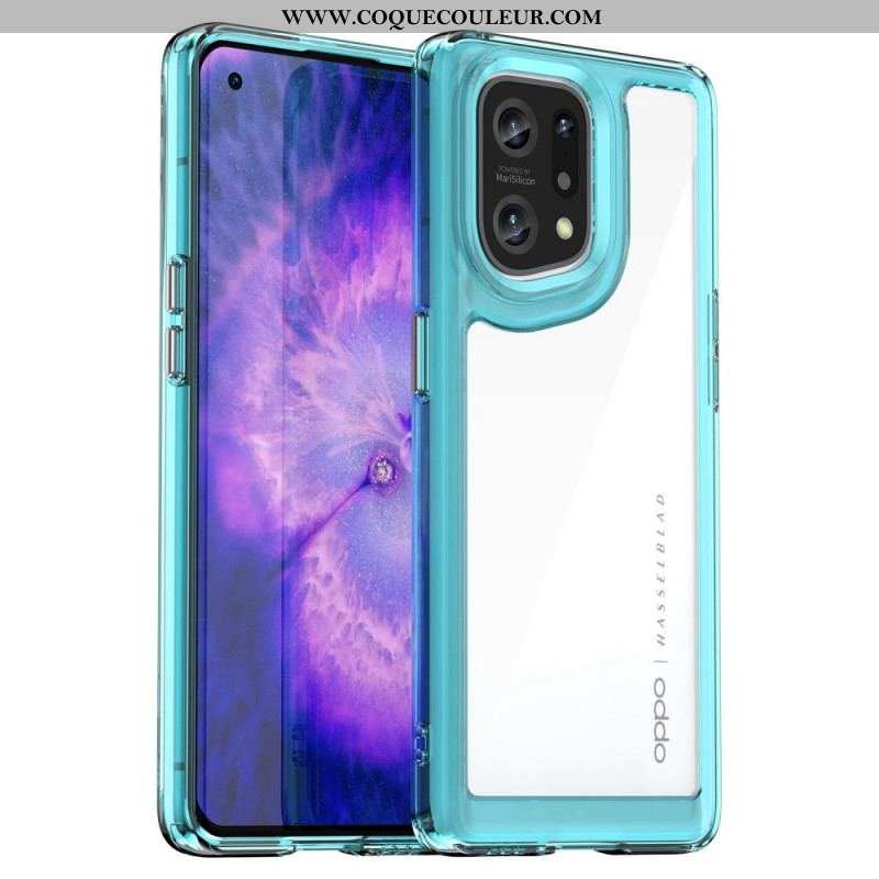 Coque Oppo Find X5 Hybride Rebords Colorés Transparents