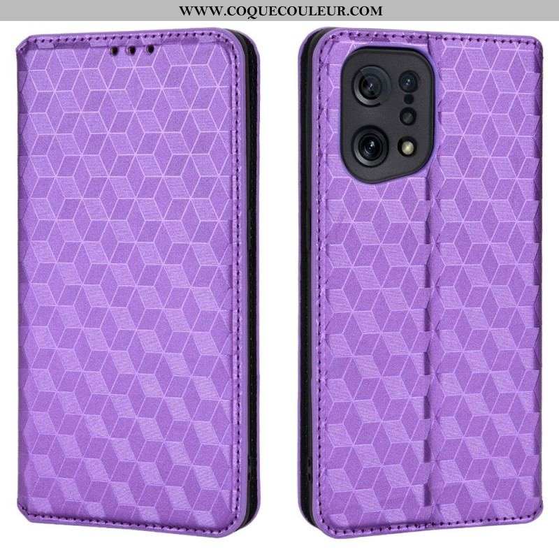 Flip Cover Oppo Find X5 Effet Cuir Diamant