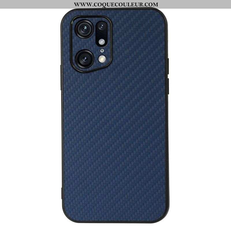 Coque Oppo Find X5 Pro Effet Cuir Texture Fibre Carbone