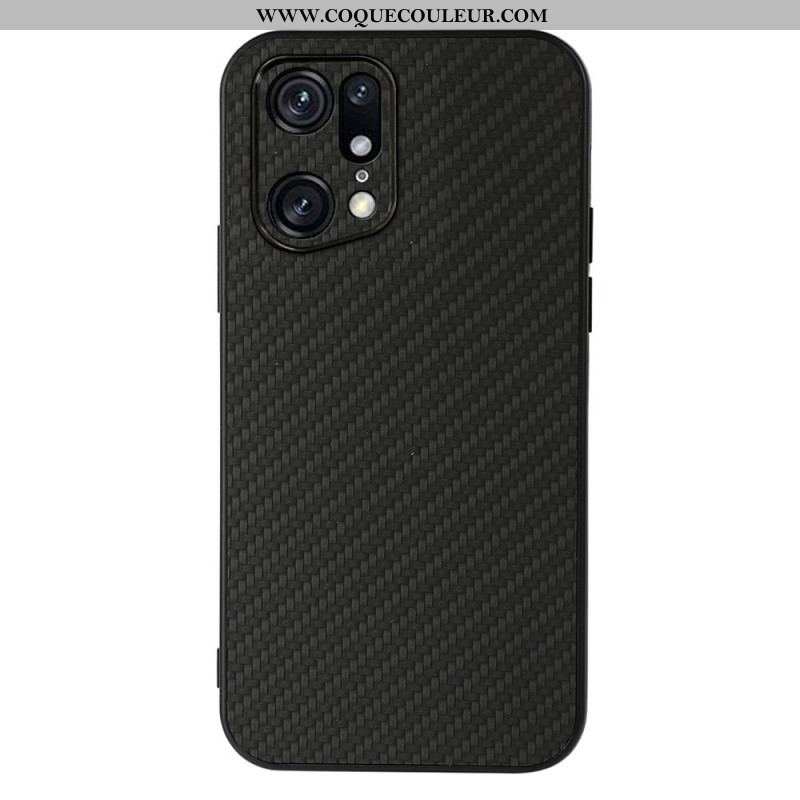 Coque Oppo Find X5 Pro Effet Cuir Texture Fibre Carbone