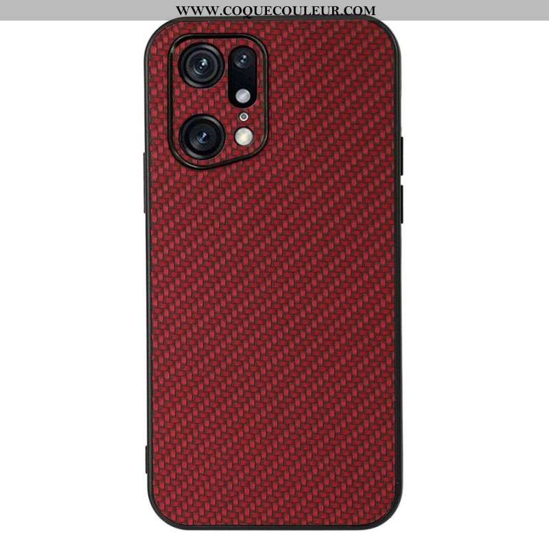 Coque Oppo Find X5 Pro Effet Cuir Texture Fibre Carbone