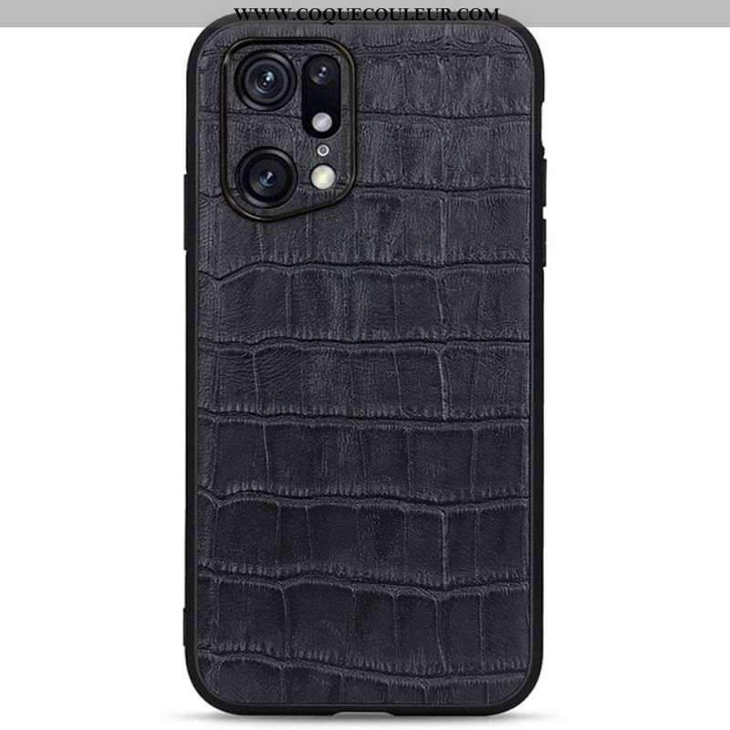 Coque Oppo Find X5 Pro Véritable Cuir Texture Crocodile