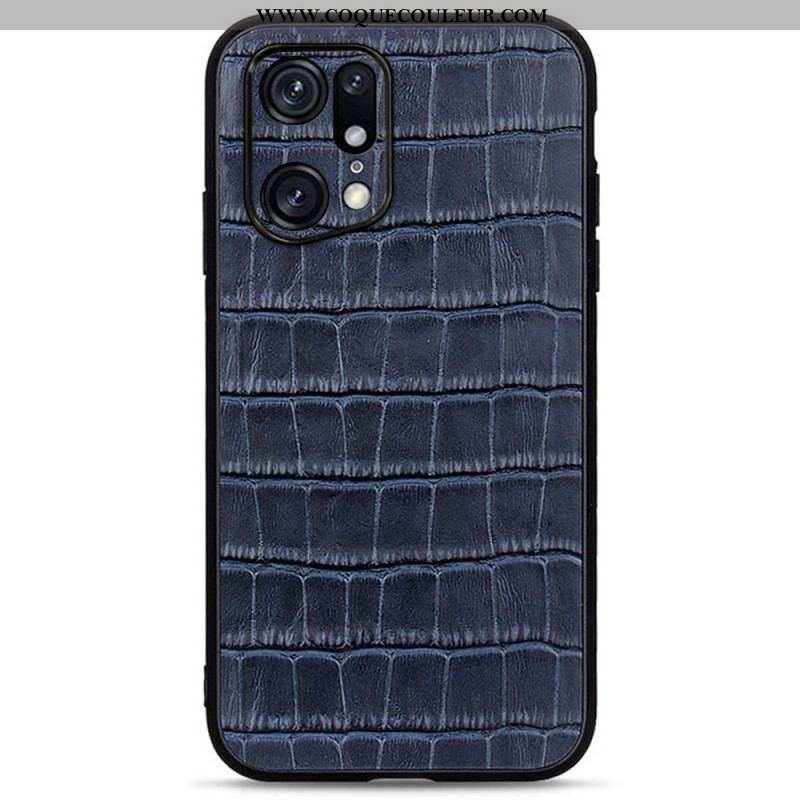 Coque Oppo Find X5 Pro Véritable Cuir Texture Crocodile