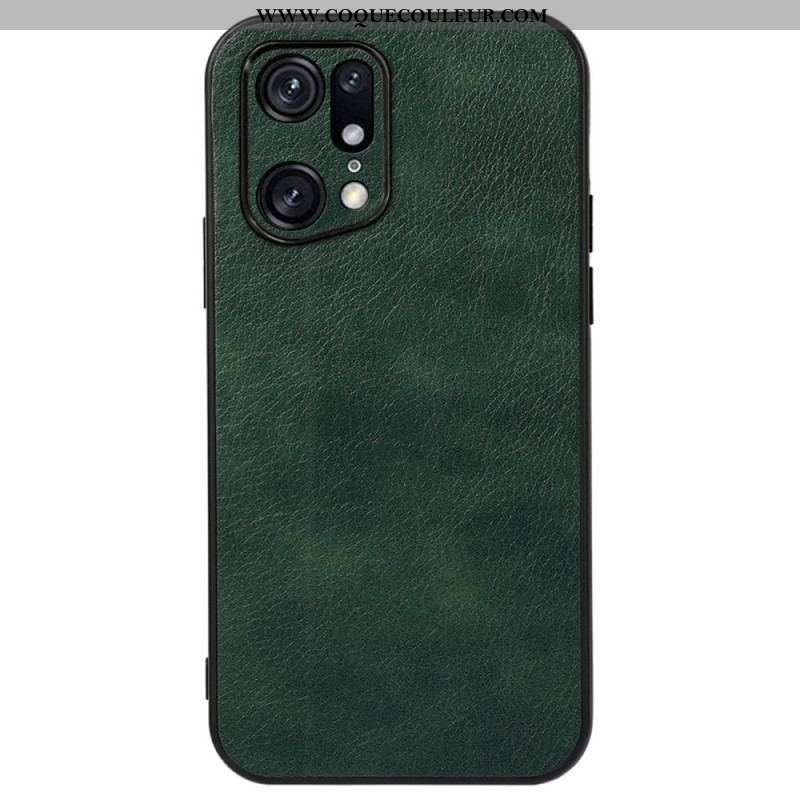 Coque Oppo Find X5 Pro Effet Cuir Litchi