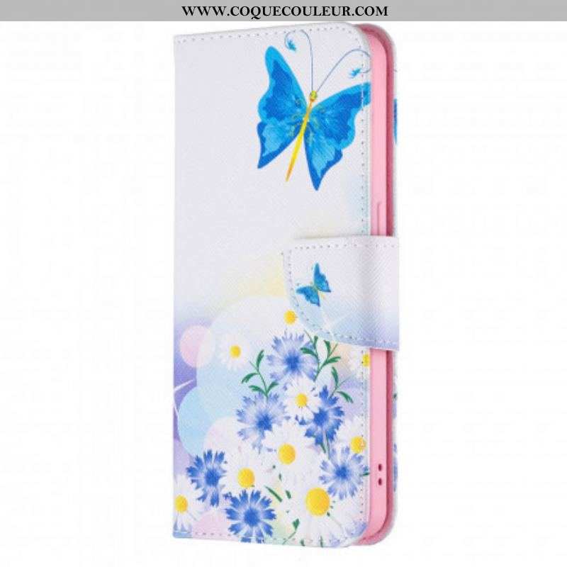 Housse Oppo Reno 6 5G Papillons et Fleurs Peints