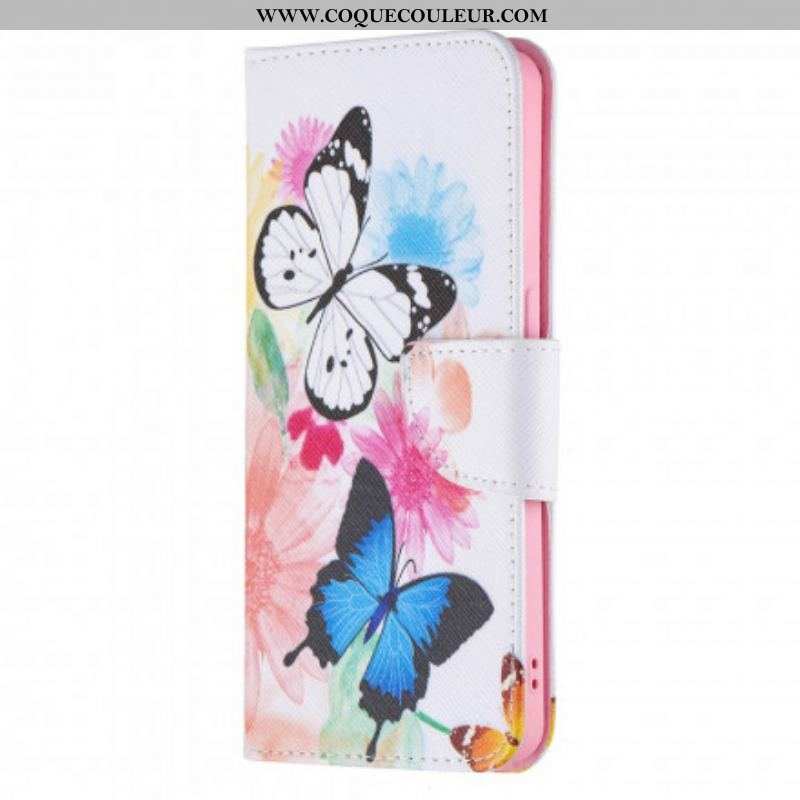 Housse Oppo Reno 6 5G Papillons et Fleurs Peints