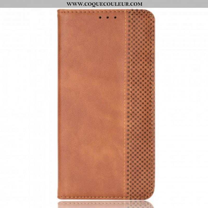 Flip Cover Oppo Reno 6 5G Effet Cuir Vintage Stylisé