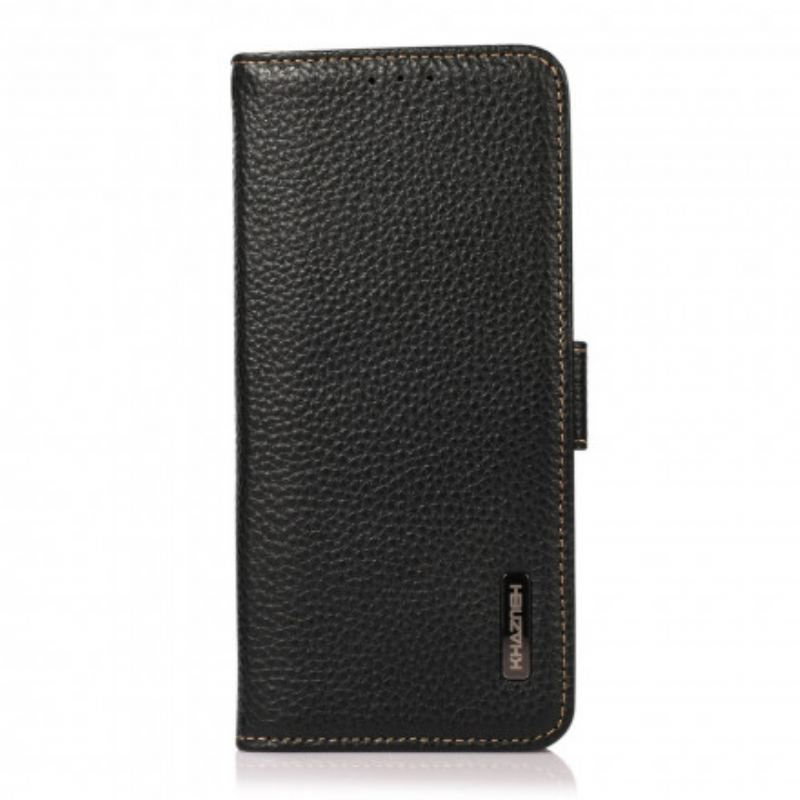 Housse Oppo Reno 6 5G Véritable Cuir Litchi KHAZNEH RFID