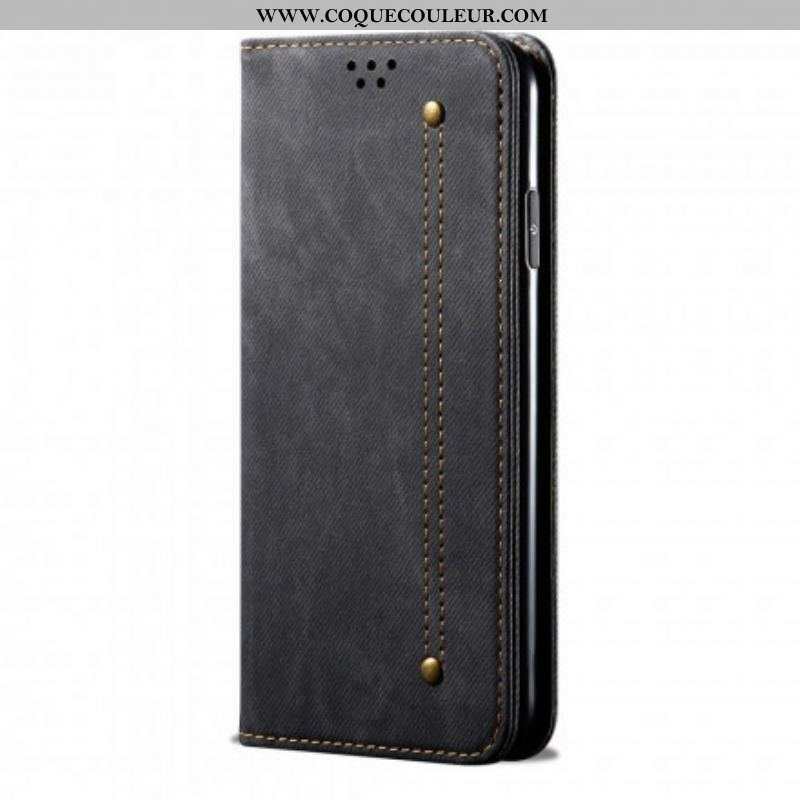 Flip Cover Oppo Reno 6 5G Tissu Jeans