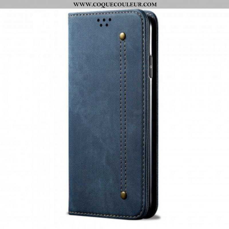 Flip Cover Oppo Reno 6 5G Tissu Jeans