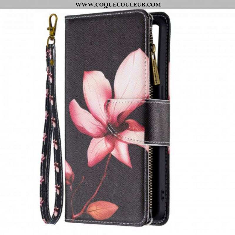 Housse Oppo Reno 6 5G Poche Zippée Fleur