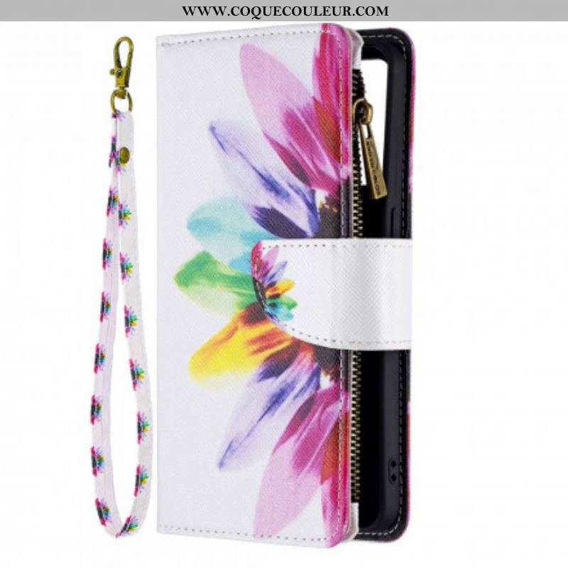 Housse Oppo Reno 6 5G Poche Zippée Fleur