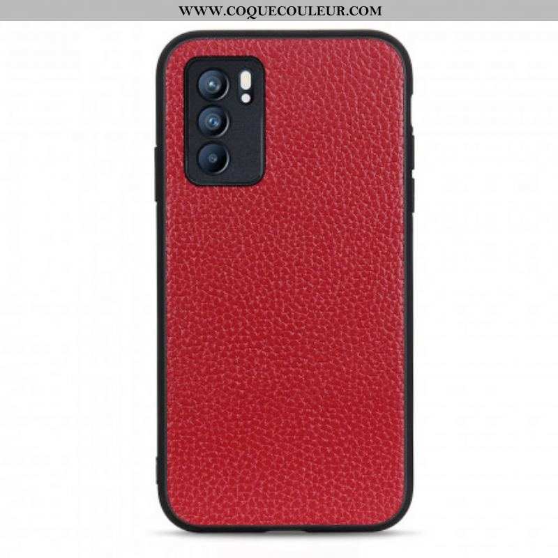 Coque Oppo Reno 6 5G Véritable Cuir Litchi