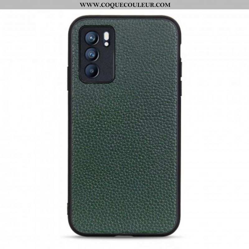 Coque Oppo Reno 6 5G Véritable Cuir Litchi