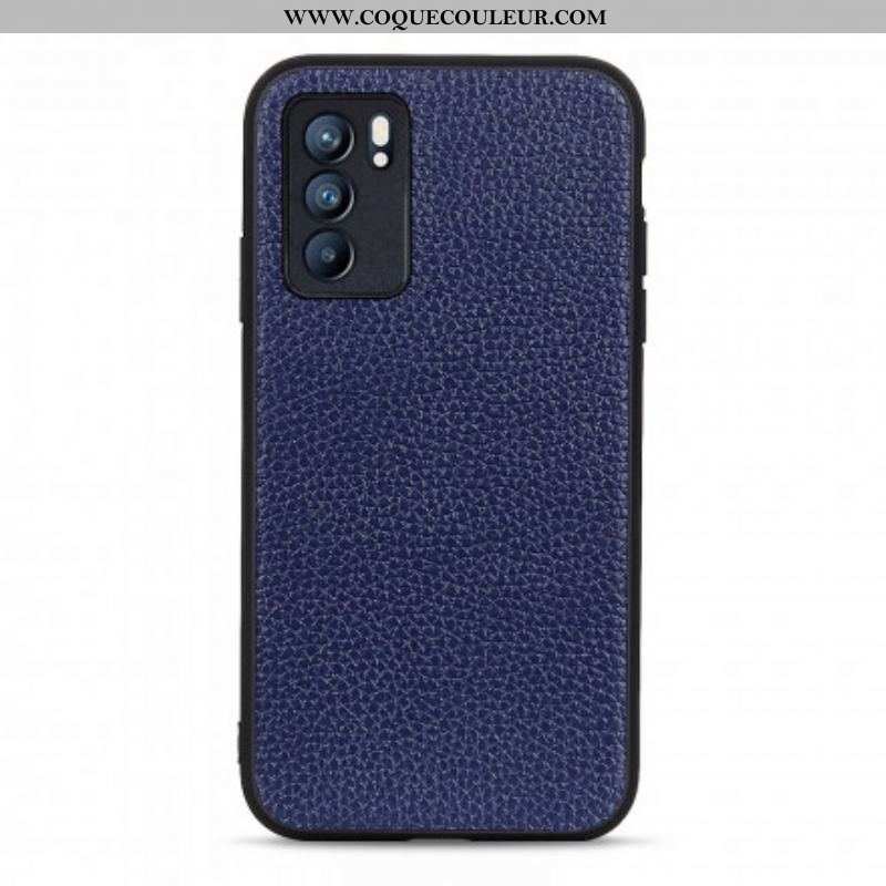 Coque Oppo Reno 6 5G Véritable Cuir Litchi