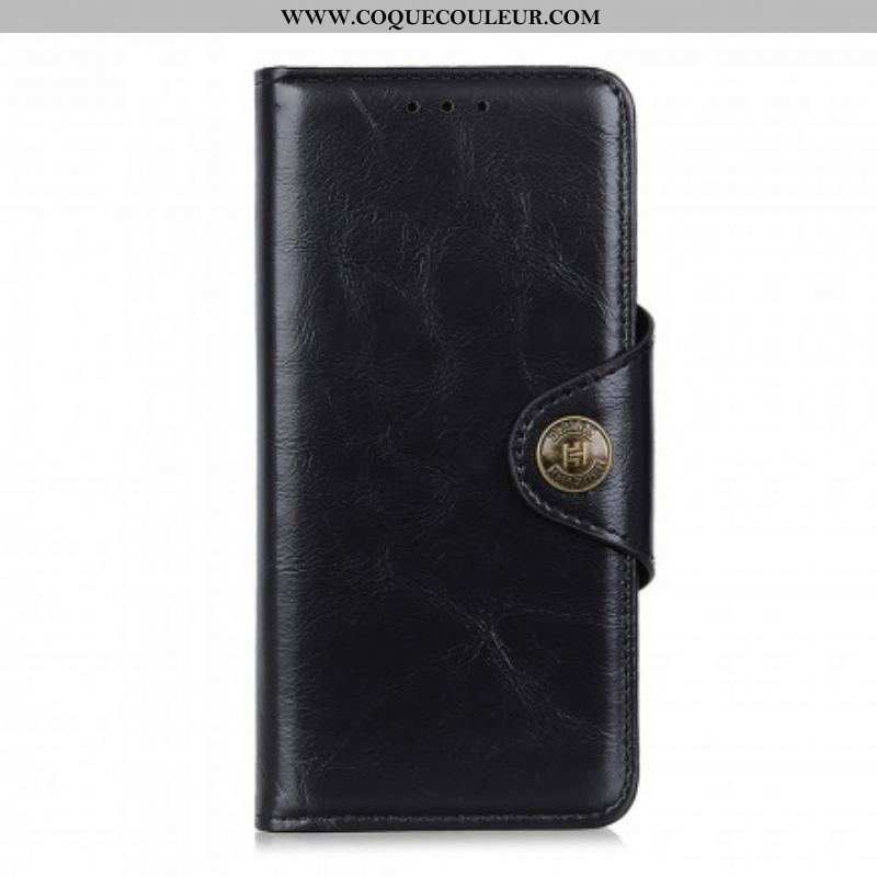 Housse Oppo Reno 6 5G Simili Cuir Bouton Vintage