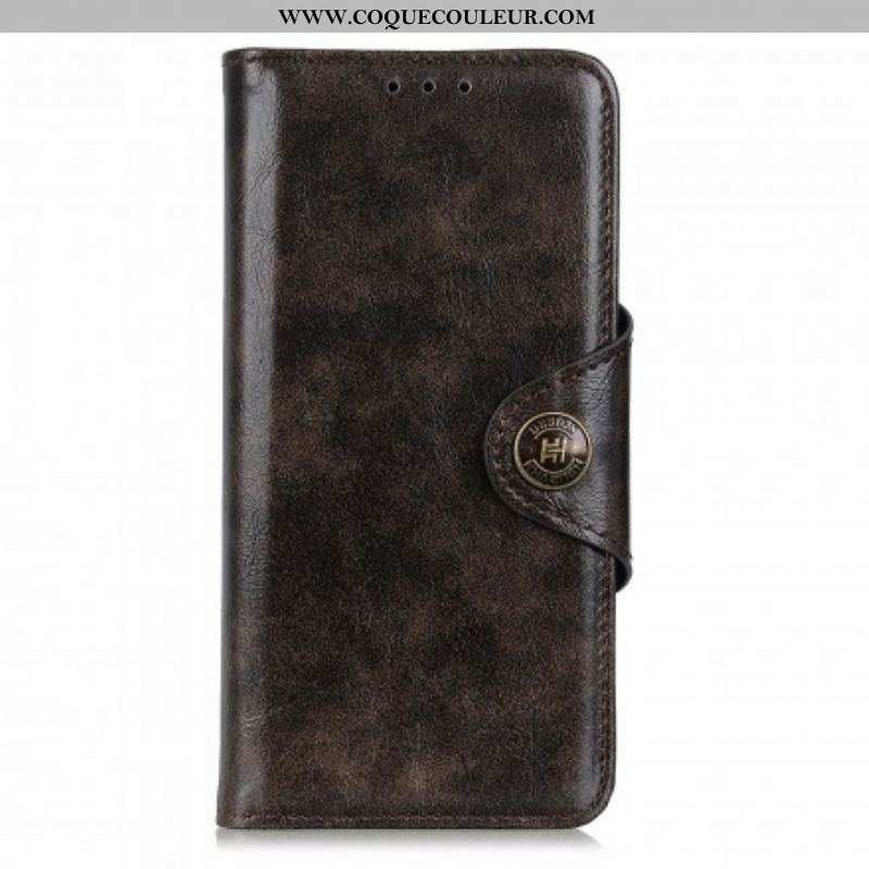 Housse Oppo Reno 6 5G Simili Cuir Bouton Vintage