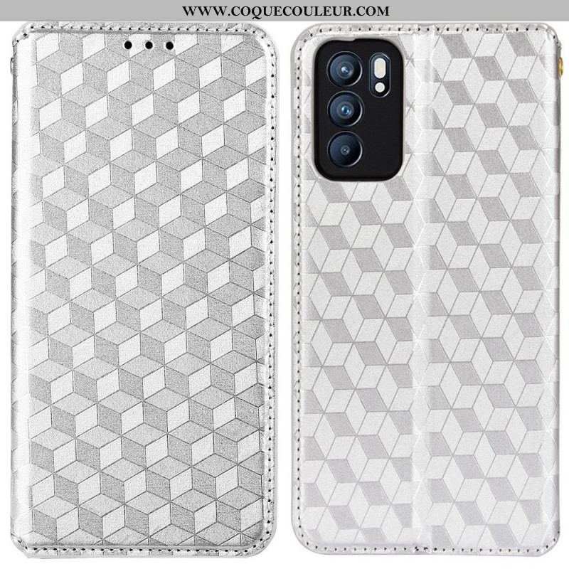 Flip Cover Oppo Reno 6 5G Effet Cuir Diamant 3D