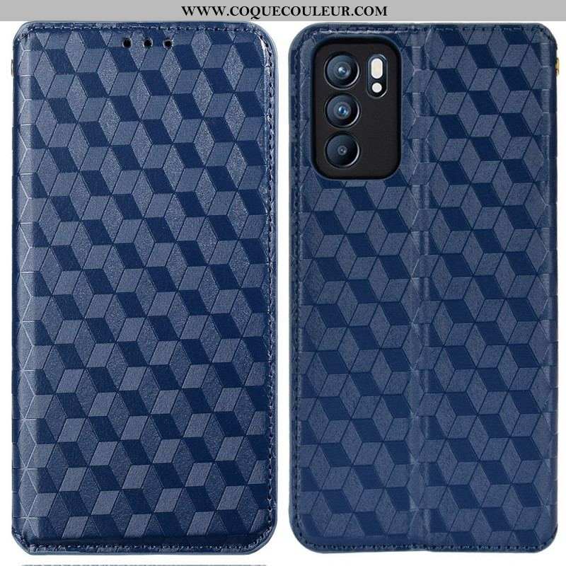 Flip Cover Oppo Reno 6 5G Effet Cuir Diamant 3D