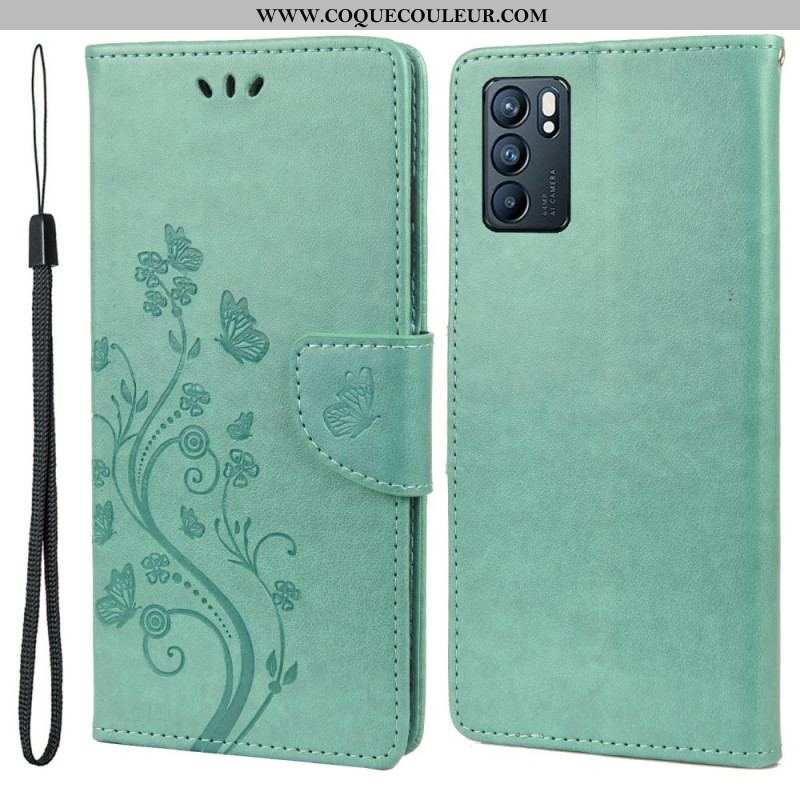 Housse Oppo Reno 6 5G Papillons et Fleurs