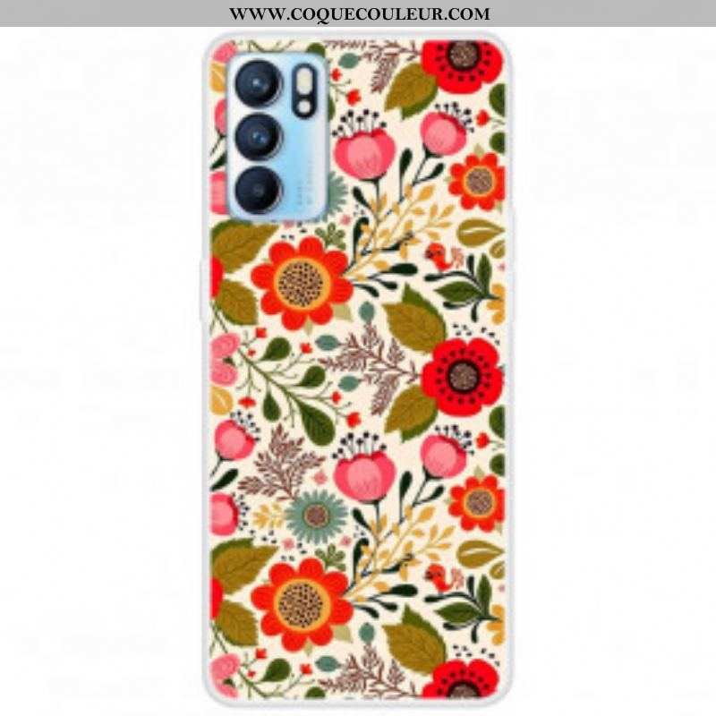 Coque Oppo Reno 6 5G Tapisserie Fleurie