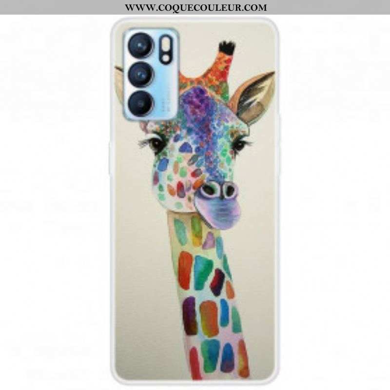 Coque Oppo Reno 6 5G Girafe Colorée