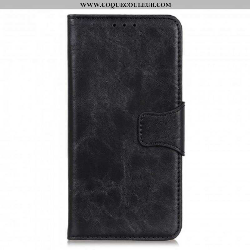 Housse Oppo Reno 6 5G Cuir Fendu Fermoir Réversible