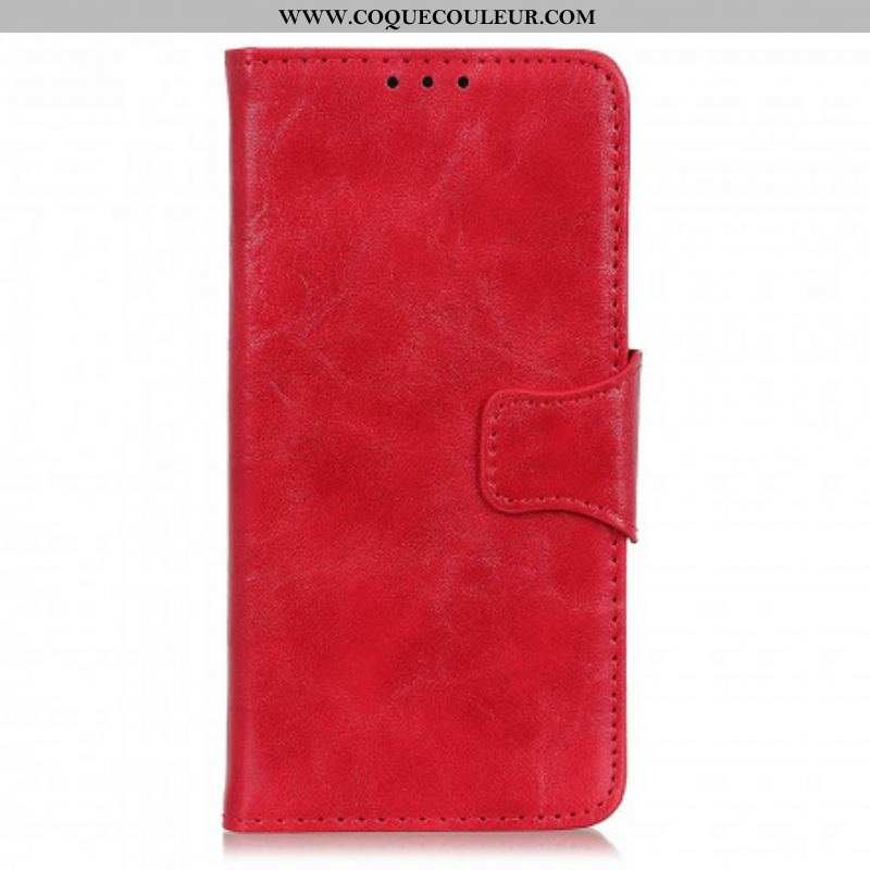 Housse Oppo Reno 6 5G Cuir Fendu Fermoir Réversible