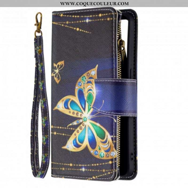 Housse Oppo Reno 6 5G Poche Zippée Papillons